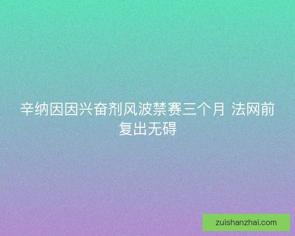 辛纳因因兴奋剂风波禁赛三个月 法网前复出无碍